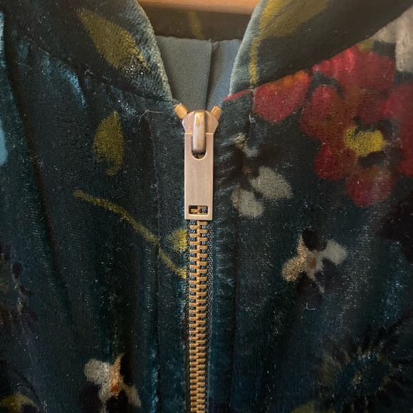 LOFT Velvet Floral Print Zip Up Jacket - Picture 5 of 8